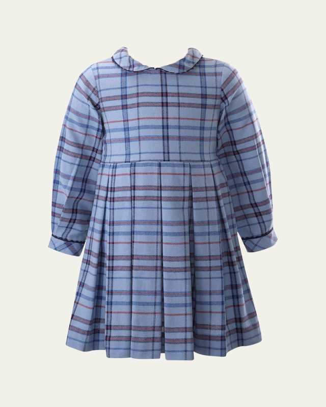 Girl's Check-Print Pleated Dress, Size 2-10